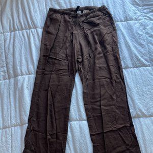 Low Rise Brown Linen Pants